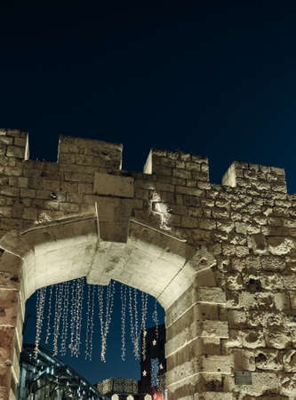 New gate at night in the Old city of Jerusalem , ISRAEL