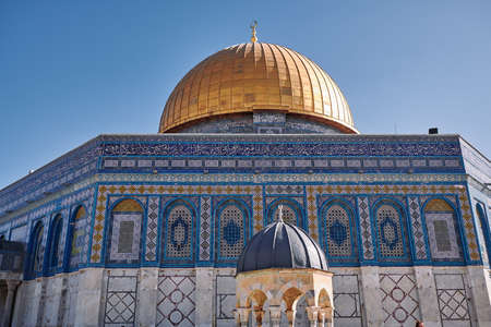 view of Dome of the Rock and Dome of the Chain on the Temple Mount in Jerusalemの写真素材