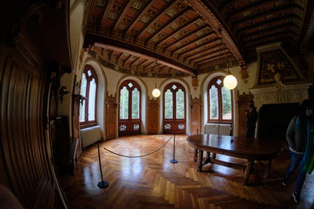 SEPT 2020 - interior view of the Savoia Castle - Gressoney-Saint-Jean, Valle d'Aosta region, Italy.のeditorial素材