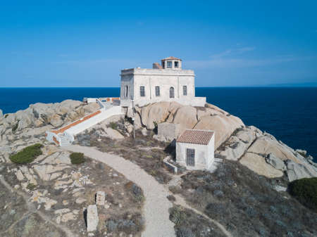 view of old Observation point near to the lighthouse of Capo Testa - travel destination - Sardiniaの写真素材