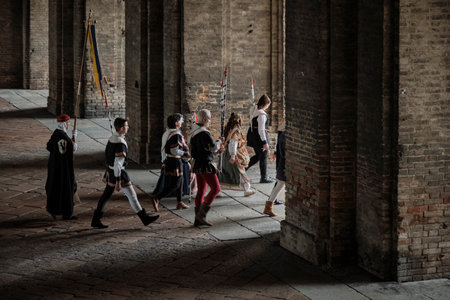 2023 FEB ITA - Parade of medieval costumes in the city of Parmaのeditorial素材