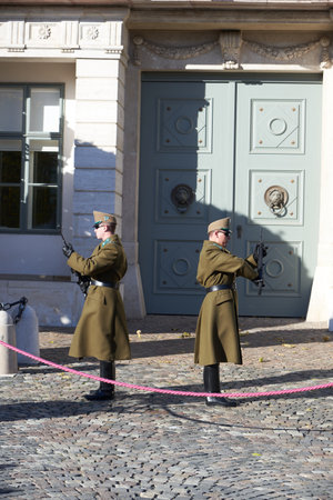 Hungary - Budapest 30 November 2023 Budapest, Hungary - Uniformed guards in the city