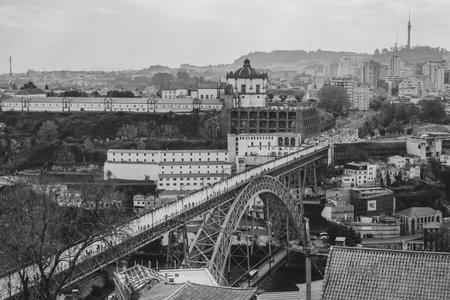 Aerial view of Porto, Portugal, showcasing the city's picturesque landscape, historic architecture, and the Douro River, highlighting its appeal as a top tourist destination.の写真素材