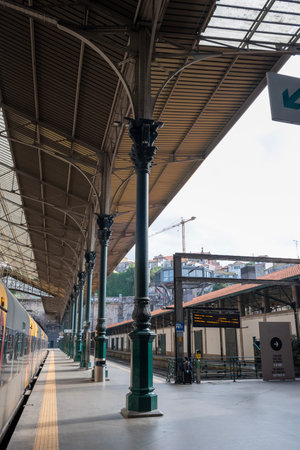 Interior View of the Railway Station in Porto, Portugal, Showcasing Beautiful Architecture and Detailed Tile Work Reflecting the City's Rich Heritageの写真素材