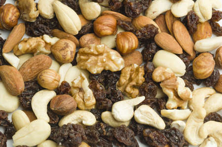 Healthy nuts, almonds and raisins