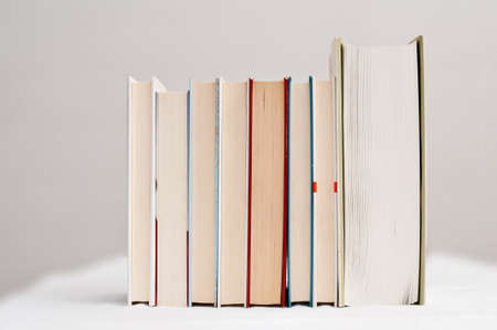 Row of books from the page sideの写真素材