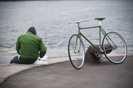 Solitude on a sea bankの写真素材