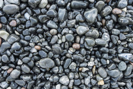 Pebbles of different colors on the beachの写真素材
