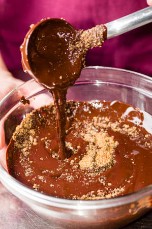 Ingredients for preparation of artisanal chocolate barの写真素材