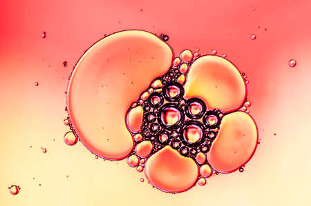 Abstract Colorful reflections on oil and soap bubbles in water
