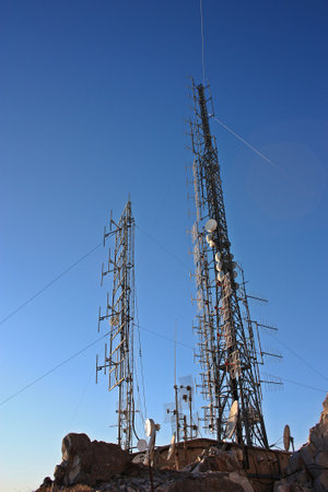 telecommunications transmitter antennasのeditorial素材