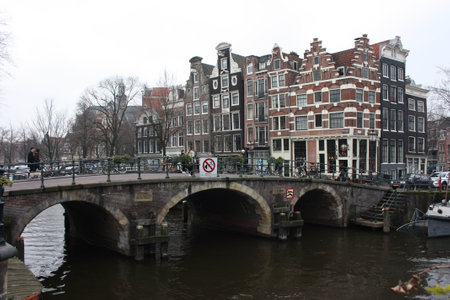 bridge over an Amsterdam canal in Hollandのeditorial素材