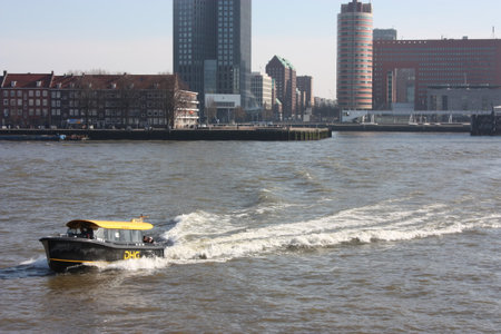 a journey to discover the modern and futuristic architectural city of Rotterdam, between bridges and skyscrapersのeditorial素材
