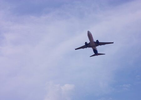 air transport in flight in blue the clear sky