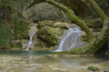 Waterfall in greenの写真素材