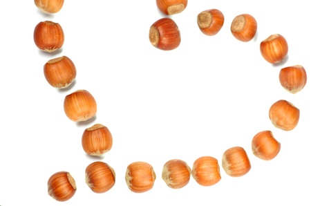 a heart of hazelnuts, often found in many chocolate dessertsの写真素材