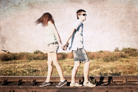 artwork in retro style, coupleの写真素材