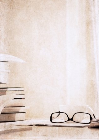 artwork  in vintage  style,  in the libraryの写真素材