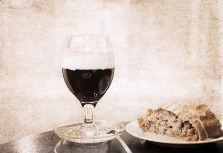artwork  in grunge style, coffee and strudelの写真素材