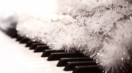 Toned in warm colors image, pianoforte, New Year's decorationの写真素材
