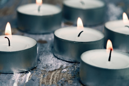 Toned in cold colors image, candlesの写真素材