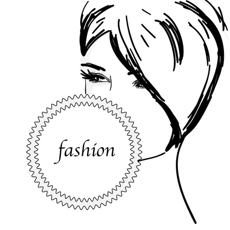 Vector illustration, hand drawn portrait, beautiful womanのイラスト素材