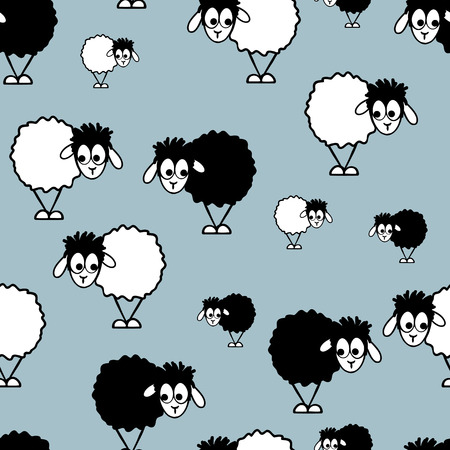Seamless pattern, funny sheepのイラスト素材