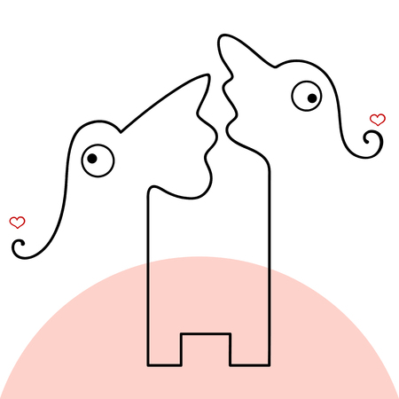 Vector illustration, cute elephants, always together, loveのイラスト素材