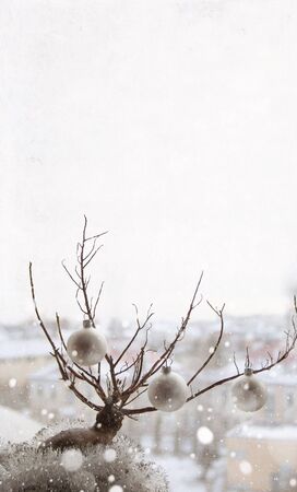 Artwork in vintage style, Christmas decorationの写真素材