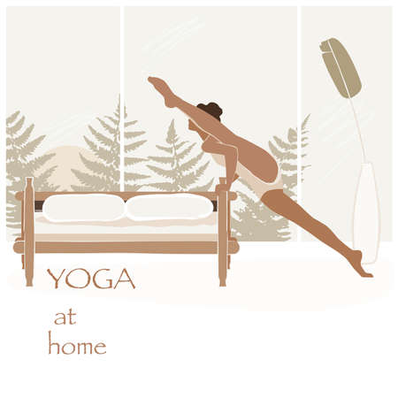 Yoga at home, abstract flat vector illustrationのイラスト素材