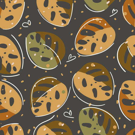 Seamless pattern autumn leaves. Fall. Flat concept vector illustration, hand drawn. Autumn colorsのイラスト素材