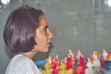 right side profile of pensively girlのeditorial素材