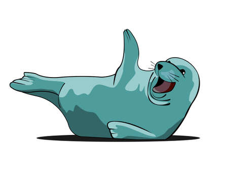 Laughing fur seal which lies on its sideのイラスト素材