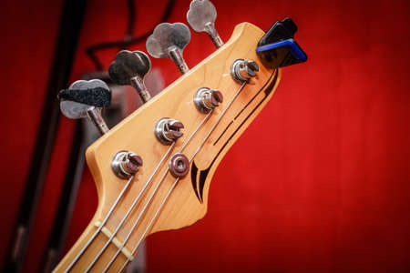 fragment of musical instruments.
electronic guitar with a gradient from darkly red to a tree with a leather coveringの写真素材