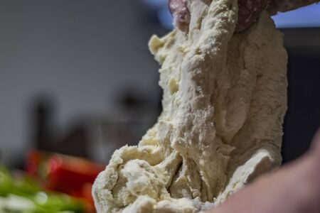 homemade pizza doughの写真素材
