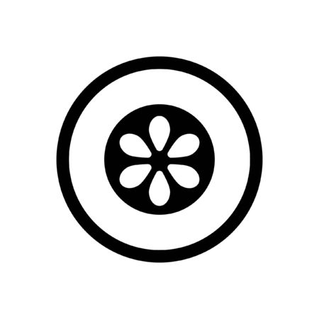 Sliced cucumber simple outline black and white vector logo icon illustrationのイラスト素材