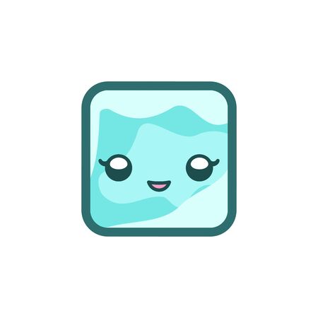 Happy ice cube cartoon emoji expression vector illustrationのイラスト素材