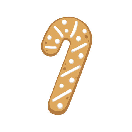 Gingerbread peppermint candy cane cookie biscuit. Winter Christmas food cartoon illustration.のイラスト素材