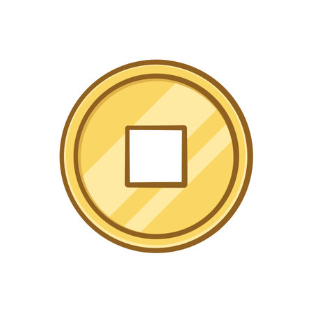 Chinese ancient antique coin vector illustrationのイラスト素材
