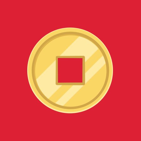 Chinese ancient antique coin vector illustrationのイラスト素材