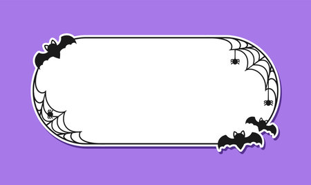 Bat with spiders on web border frame. Halloween theme framesのイラスト素材