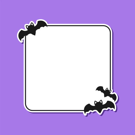Square Bat border frame. Simple minimal Halloween theme framesのイラスト素材