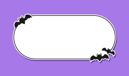 Bat long rounded border frame name tag sticker template. Halloween theme framesのイラスト素材