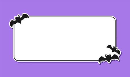 Bat rectangle simple border frame template. Halloween theme framesのイラスト素材