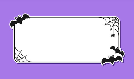 Bat with spiders on web border frame. Halloween theme framesのイラスト素材