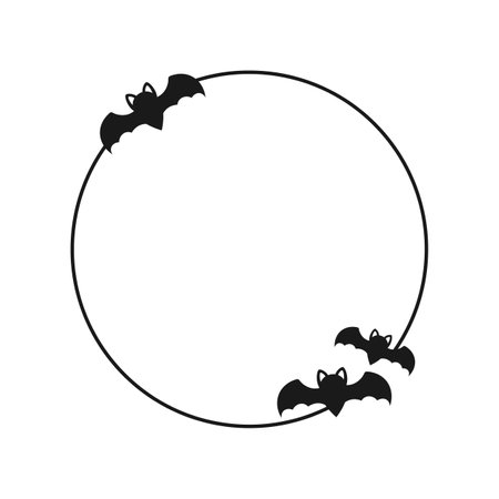 Bat round border frame. Halloween theme simple frames templateのイラスト素材