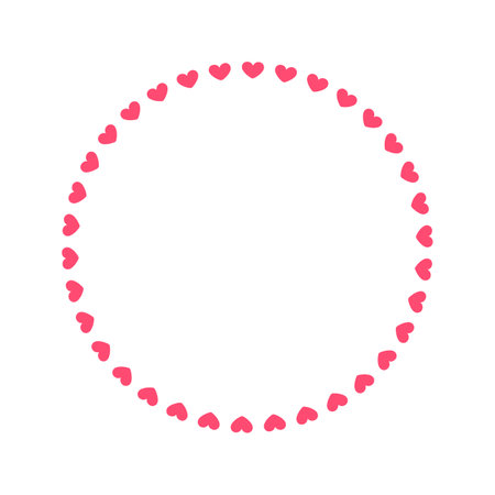 Round pastel frame with heart pattern design. Simple minimal Valentine's Day decorative element.のイラスト素材