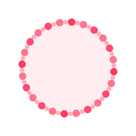 Round pastel frame with pink polka dot pattern design. Simple minimal Valentine's Day decorative element.のイラスト素材