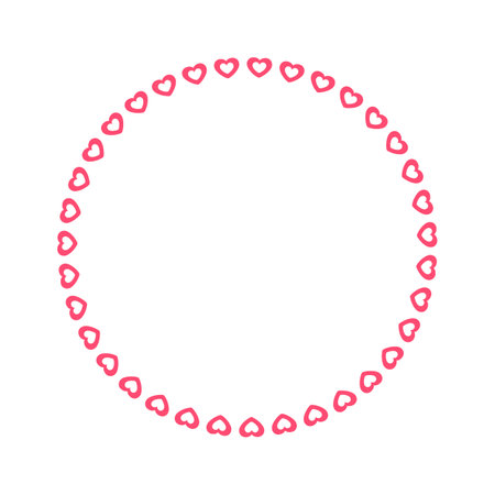 Round pastel frame with heart pattern design. Simple minimal Valentine's Day decorative element.のイラスト素材