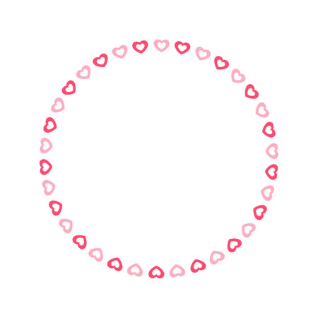 Round pastel frame with heart pattern design. Simple minimal Valentine's Day decorative element.のイラスト素材